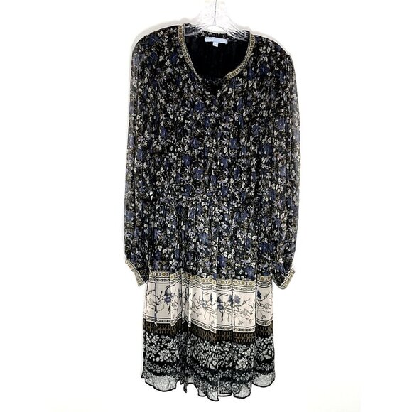 Antonio Melani Dress Women 8 Floral Lined Buttons Semi Sheer Long Sleeves Flowy‎ - Picture 1 of 11